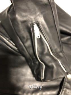 VTG Schott NYC Dur-o-Jac Leather Biker Jacket Men's 46 L Black Perfecto Style