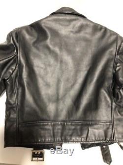 VTG Schott NYC Dur-o-Jac Leather Biker Jacket Men's 46 L Black Perfecto Style