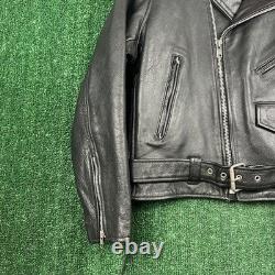 VTG UNIK Premium Men's Black Leather Motorcycle Biker Jacket Size 48 XL Quilted