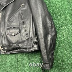VTG UNIK Premium Men's Black Leather Motorcycle Biker Jacket Size 48 XL Quilted