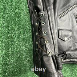 VTG UNIK Premium Men's Black Leather Motorcycle Biker Jacket Size 48 XL Quilted