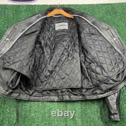 VTG UNIK Premium Men's Black Leather Motorcycle Biker Jacket Size 48 XL Quilted