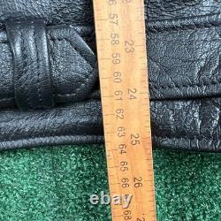 VTG UNIK Premium Men's Black Leather Motorcycle Biker Jacket Size 48 XL Quilted