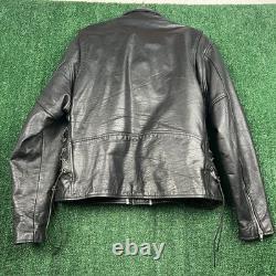 VTG UNIK Premium Men's Black Leather Motorcycle Biker Jacket Size 48 XL Quilted