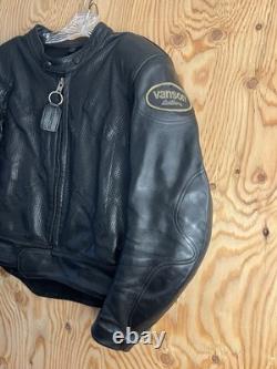 VTG Vanson Leather Heavyweight Motorcycle Jacket with Armor + Patches Mens 44 USA