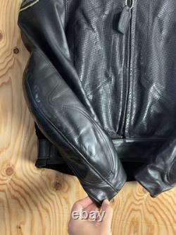 VTG Vanson Leather Heavyweight Motorcycle Jacket with Armor + Patches Mens 44 USA
