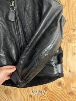 VTG Vanson Leather Heavyweight Motorcycle Jacket with Armor + Patches Mens 44 USA
