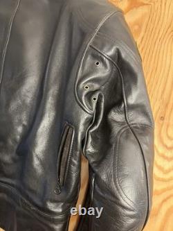 VTG Vanson Leather Heavyweight Motorcycle Jacket with Armor + Patches Mens 44 USA