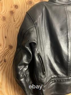 VTG Vanson Leather Heavyweight Motorcycle Jacket with Armor + Patches Mens 44 USA