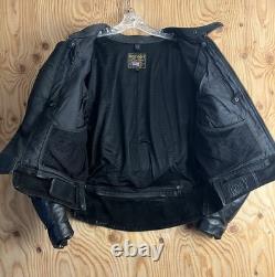 VTG Vanson Leather Heavyweight Motorcycle Jacket with Armor + Patches Mens 44 USA