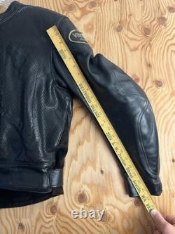 VTG Vanson Leather Heavyweight Motorcycle Jacket with Armor + Patches Mens 44 USA