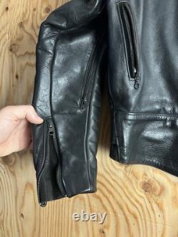 VTG Vanson Leather Heavyweight Motorcycle Jacket with Armor + Patches Mens 44 USA