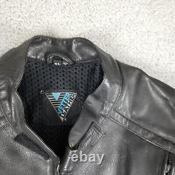 VTG Vetter Leather Motorcycle Jacket Men XL Cafe Racer Black Zip Cuff Aug. 1993
