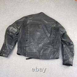 VTG Vetter Leather Motorcycle Jacket Men XL Cafe Racer Black Zip Cuff Aug. 1993