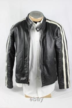 VTG Wilson Leather M. Julian Cafe Racer Moto Jacket Mens Medium Black White