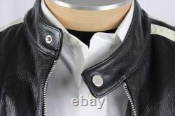 VTG Wilson Leather M. Julian Cafe Racer Moto Jacket Mens Medium Black White