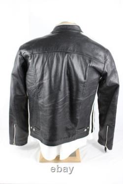 VTG Wilson Leather M. Julian Cafe Racer Moto Jacket Mens Medium Black White