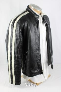 VTG Wilson Leather M. Julian Cafe Racer Moto Jacket Mens Medium Black White