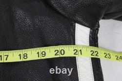 VTG Wilson Leather M. Julian Cafe Racer Moto Jacket Mens Medium Black White