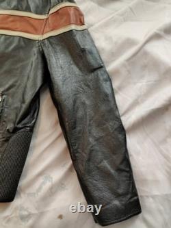 VTG Wilsons Leather M Julian Cafe Moto Racer Jacket Mens M Black & Rust Brown
