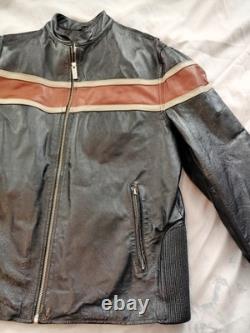 VTG Wilsons Leather M Julian Cafe Moto Racer Jacket Mens M Black & Rust Brown
