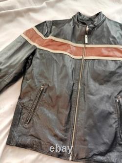 VTG Wilsons Leather M Julian Cafe Moto Racer Jacket Mens M Black & Rust Brown
