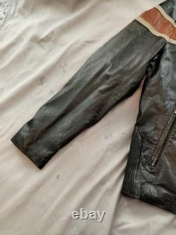 VTG Wilsons Leather M Julian Cafe Moto Racer Jacket Mens M Black & Rust Brown