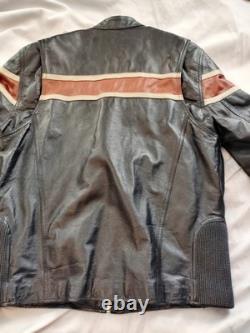 VTG Wilsons Leather M Julian Cafe Moto Racer Jacket Mens M Black & Rust Brown