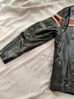 VTG Wilsons Leather M Julian Cafe Moto Racer Jacket Mens M Black & Rust Brown