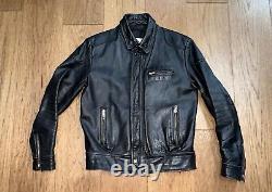 VTG Wilsons Motorcycle Biker Black Leather Jacket Mens M Medium 40 Elbow Pads