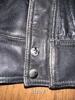 VTG Wilsons Motorcycle Biker Black Leather Jacket Mens M Medium 40 Elbow Pads