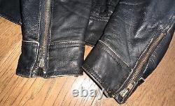VTG Wilsons Motorcycle Biker Black Leather Jacket Mens M Medium 40 Elbow Pads