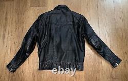 VTG Wilsons Motorcycle Biker Black Leather Jacket Mens M Medium 40 Elbow Pads