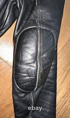 VTG Wilsons Motorcycle Biker Black Leather Jacket Mens M Medium 40 Elbow Pads