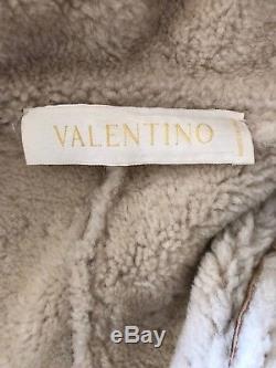 Valentino Vintage Gold Shearling Jacket Gold Beaded Embellished Retail $6995 Sz4