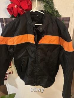 Vance Leathers Black and Orange Motorcycle Riding Jacket Size XL