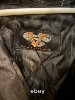 Vance Leathers Black and Orange Motorcycle Riding Jacket Size XL
