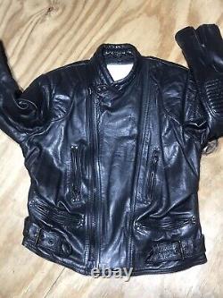 Vanguard cowhide leather motorcycle jacket Adult 44 Black Zip Heavy