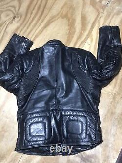 Vanguard cowhide leather motorcycle jacket Adult 44 Black Zip Heavy