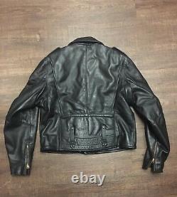 Vanson 44 Vintage Mens Leather Jacket Black Motorcycle Biker Double Rider Coat