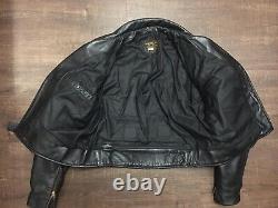 Vanson 44 Vintage Mens Leather Jacket Black Motorcycle Biker Double Rider Coat
