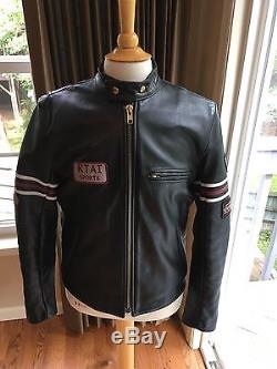 Vanson B Model House Md 42 Cafe Leather Racer Motorcycle Jacket Men's Striped