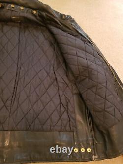 Vanson Black Leather Police Style Motorcycle Jacket Sz 52 Quilted Lining