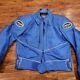 Vanson Blue/White/Black Leather Motorcycle Riding Biker Jacket Sz M
