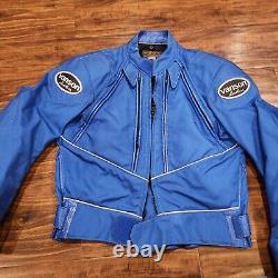 Vanson Blue/White/Black Leather Motorcycle Riding Biker Jacket Sz M