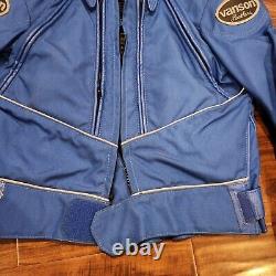 Vanson Blue/White/Black Leather Motorcycle Riding Biker Jacket Sz M