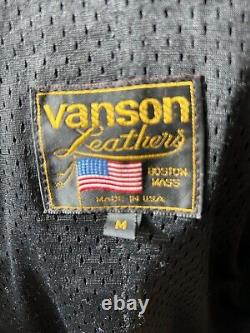 Vanson Breeze vintage black leather motorcycle jacket, perforated, size Medium