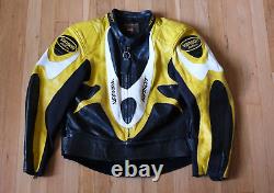 Vanson Cobra Leather Motorcycle Black/Yelllow Jacket Men's Size 46 Made in USA