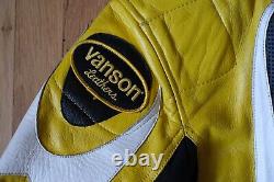 Vanson Cobra Leather Motorcycle Black/Yelllow Jacket Men's Size 46 Made in USA