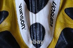 Vanson Cobra Leather Motorcycle Black/Yelllow Jacket Men's Size 46 Made in USA